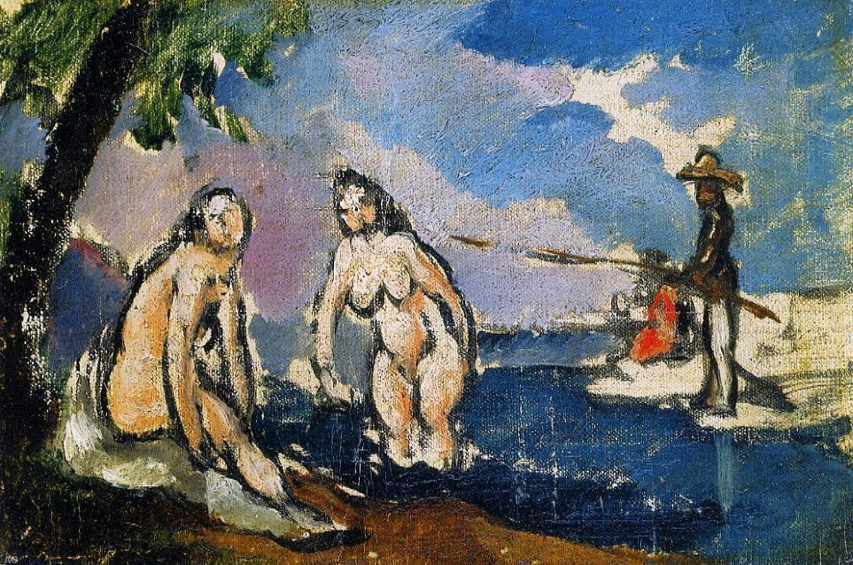 Paul Cezanne Bathers and Fisherman with a Line - Hand Painted Oil Painting