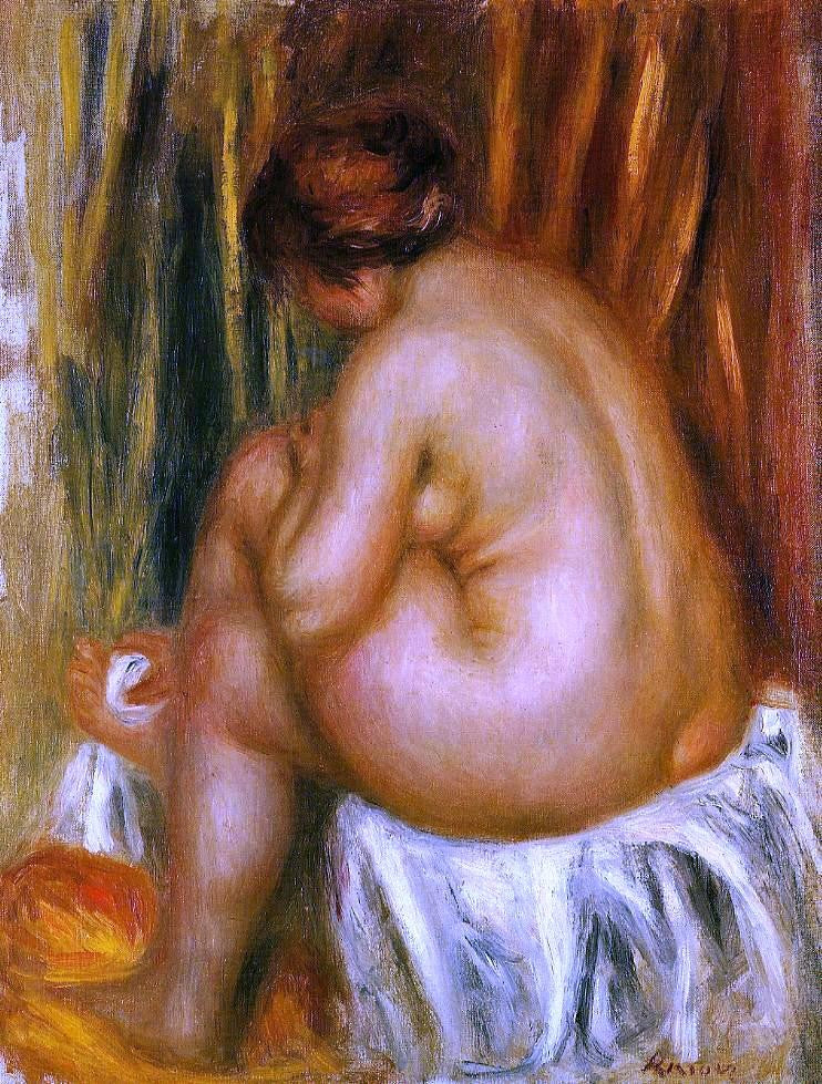 Pierre Auguste Renoir After Bathing (nude study) - Hand Painted Oil Painting