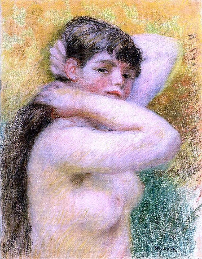 Pierre Auguste Renoir Nude Arranging Her Hair - Hand Painted Oil Painting
