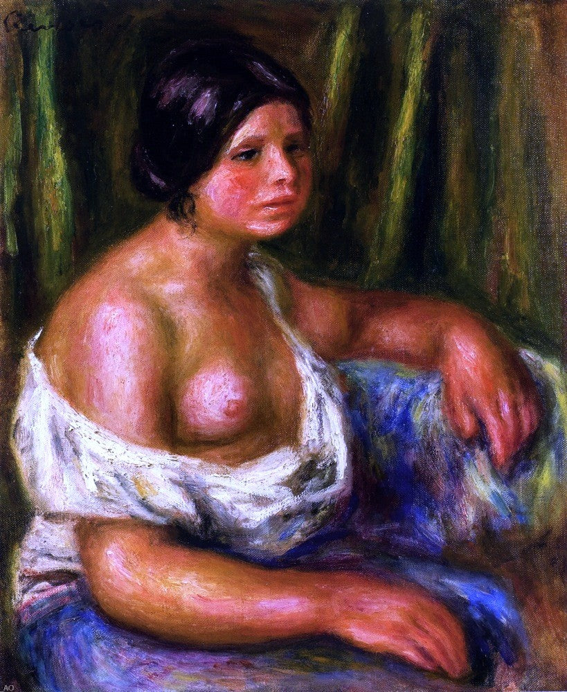 Pierre Auguste Renoir Woman in Blue - Hand Painted Oil Painting