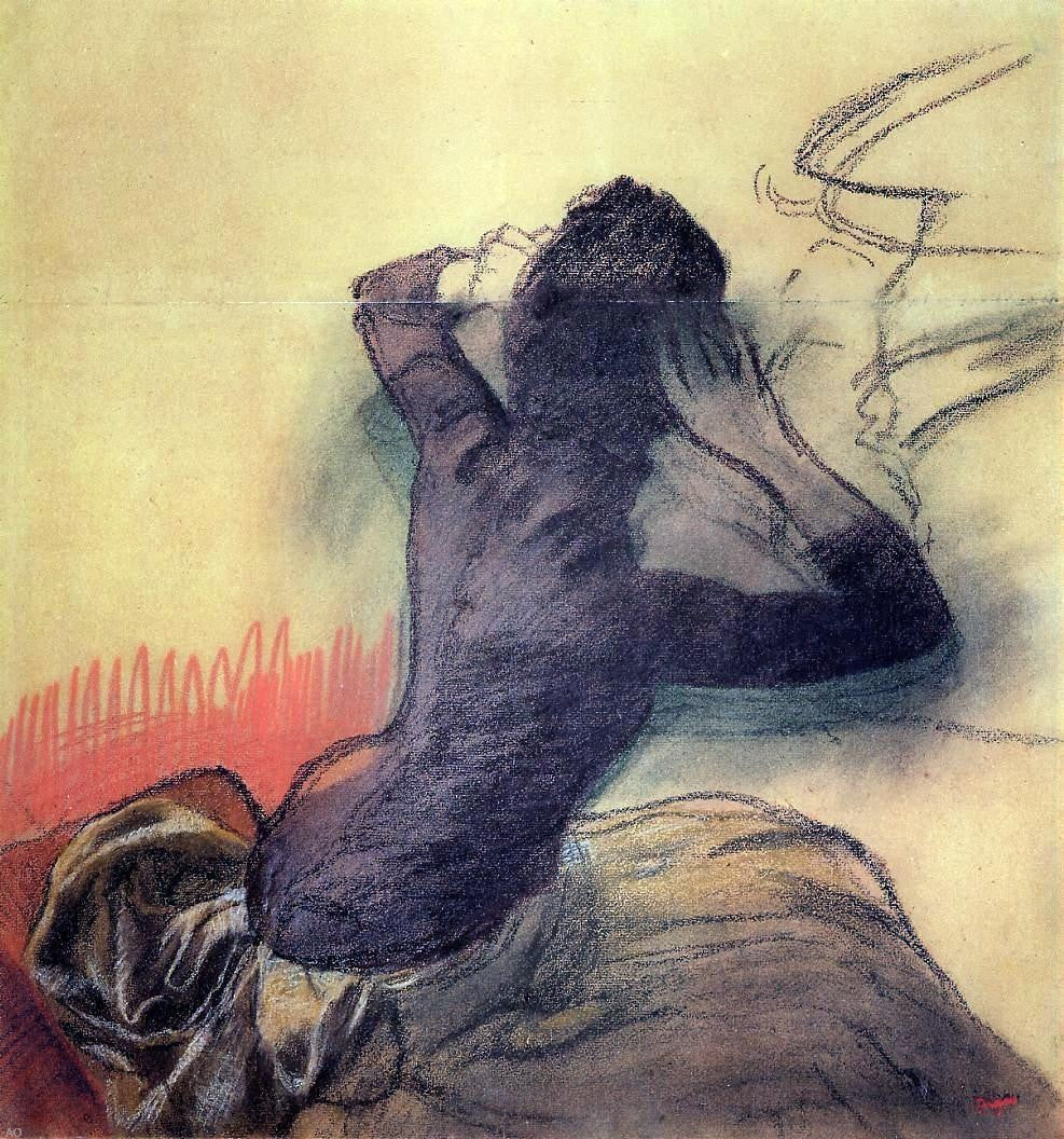 Edgar Degas Seated Woman Adjusting Her Hair - Hand Painted Oil Painting