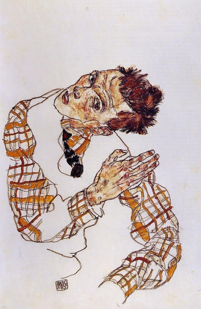 Egon Schiele Self Portrait - Hand Painted Oil Painting