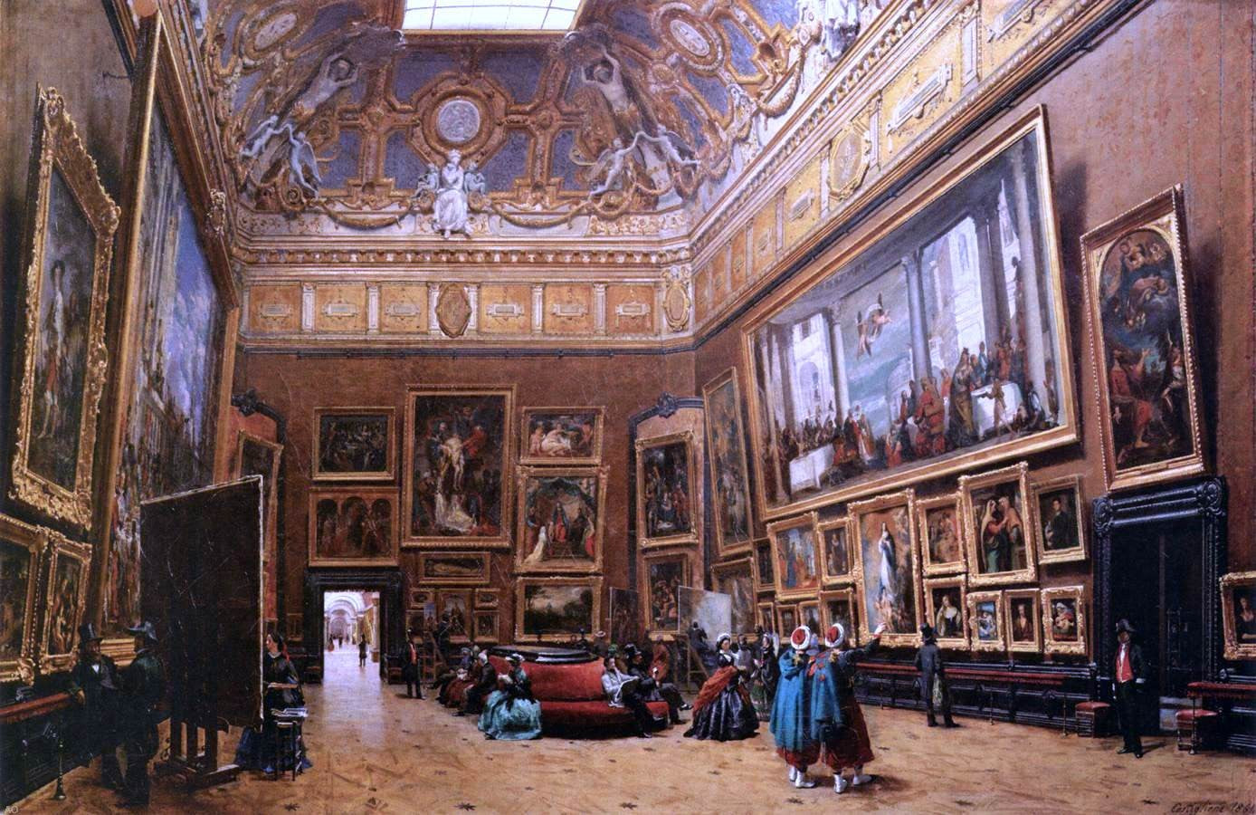 Giuseppe Castiglione View of the Grand Salon Carre in the Louvre - Hand Painted Oil Painting