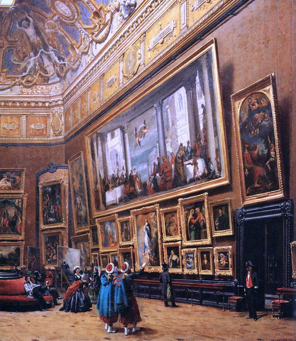 Giuseppe Castiglione View of the Grand Salon Carre in the Louvre (detail) - Hand Painted Oil Painting