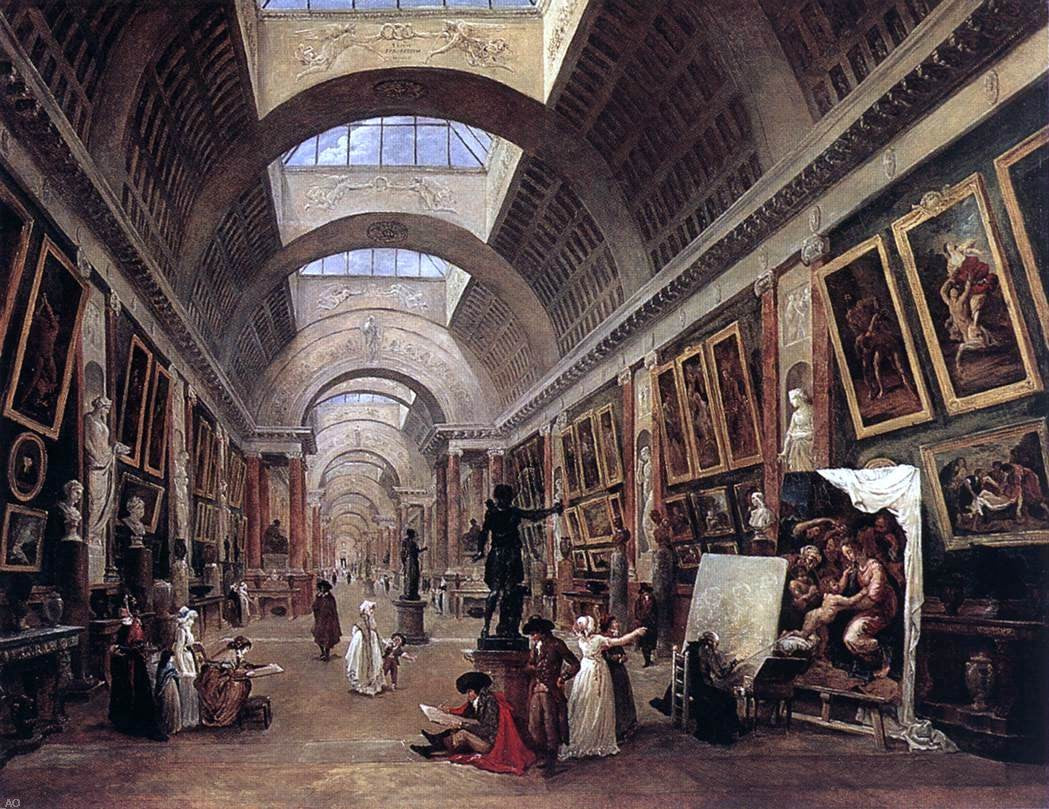 Hubert Robert Design for the Grande Galerie in the Louvre - Hand Painted Oil Painting