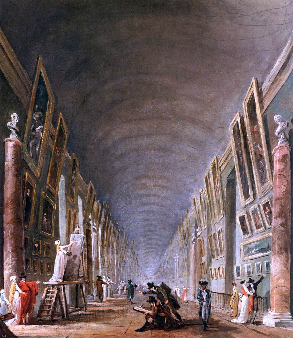 Hubert Robert The Grande Galerie (detail) - Hand Painted Oil Painting