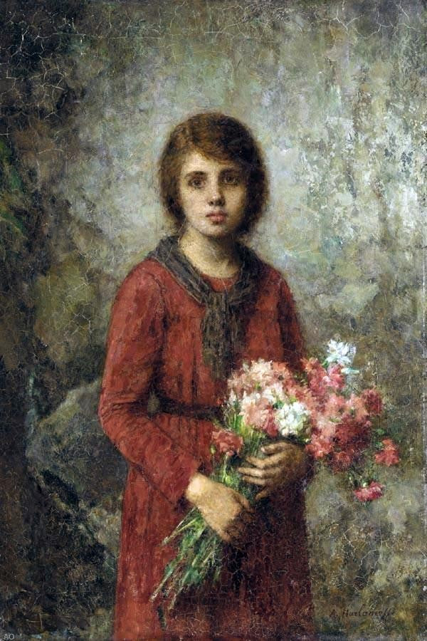 Alexei Alexeievich Harlamoff The Artist's Daughter - Hand Painted Oil Painting