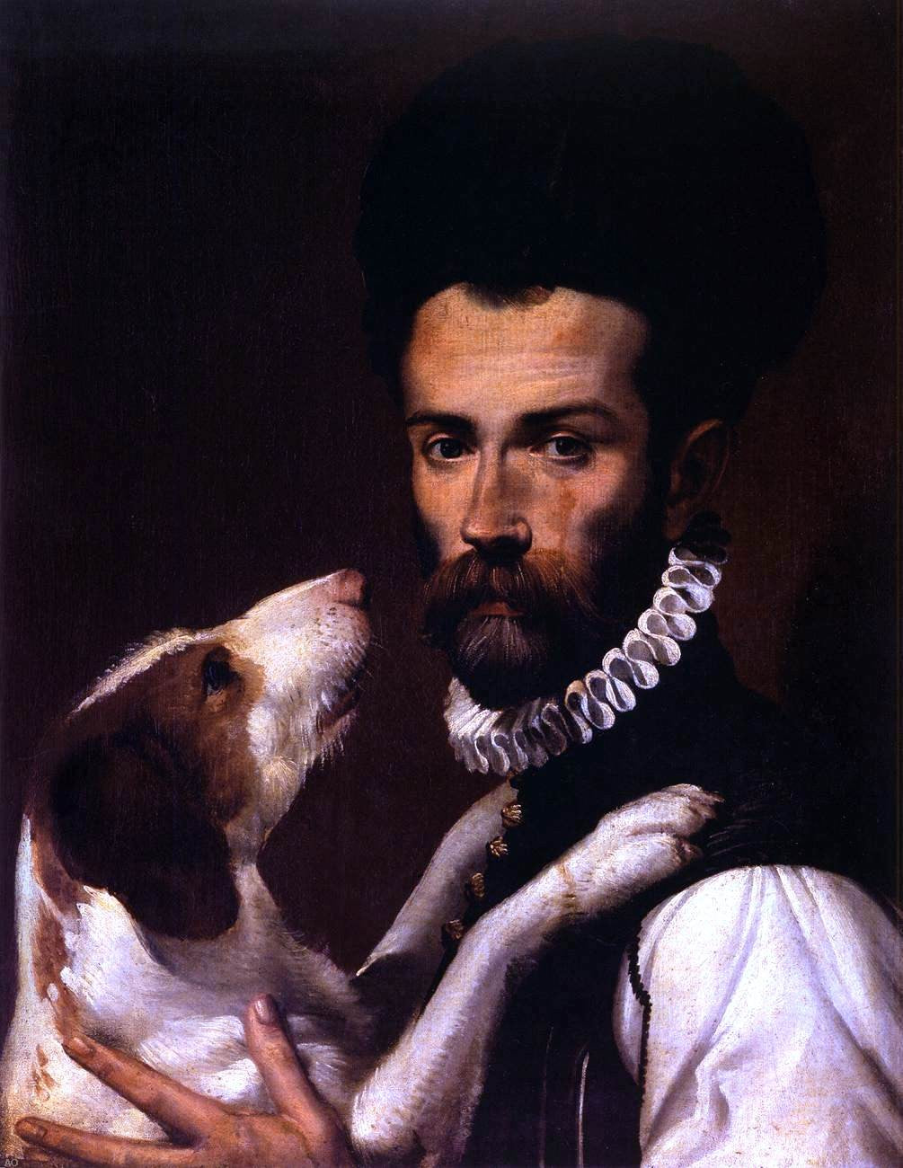 Bartolomeo Passerotti Portrait of a Man with a Dog (detail) - Hand Painted Oil Painting