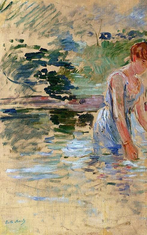  Berthe Morisot The Bath at Mesnil - Hand Painted Oil Painting