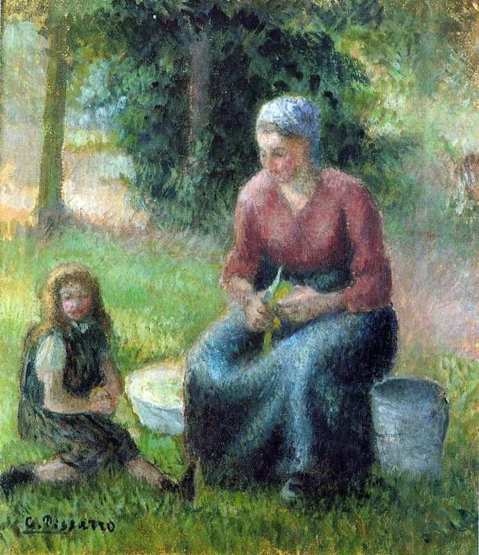 Camille Pissarro Peasant Woman and Her Daughter, Eragny - Hand Painted Oil Painting