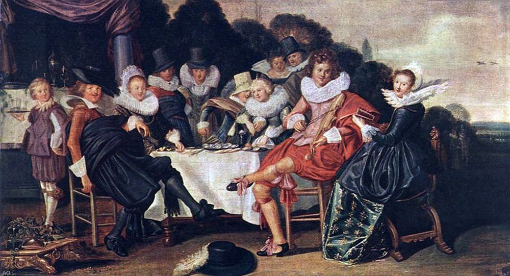 Dirck Hals Amusing Party in the Open Air - Hand Painted Oil Painting