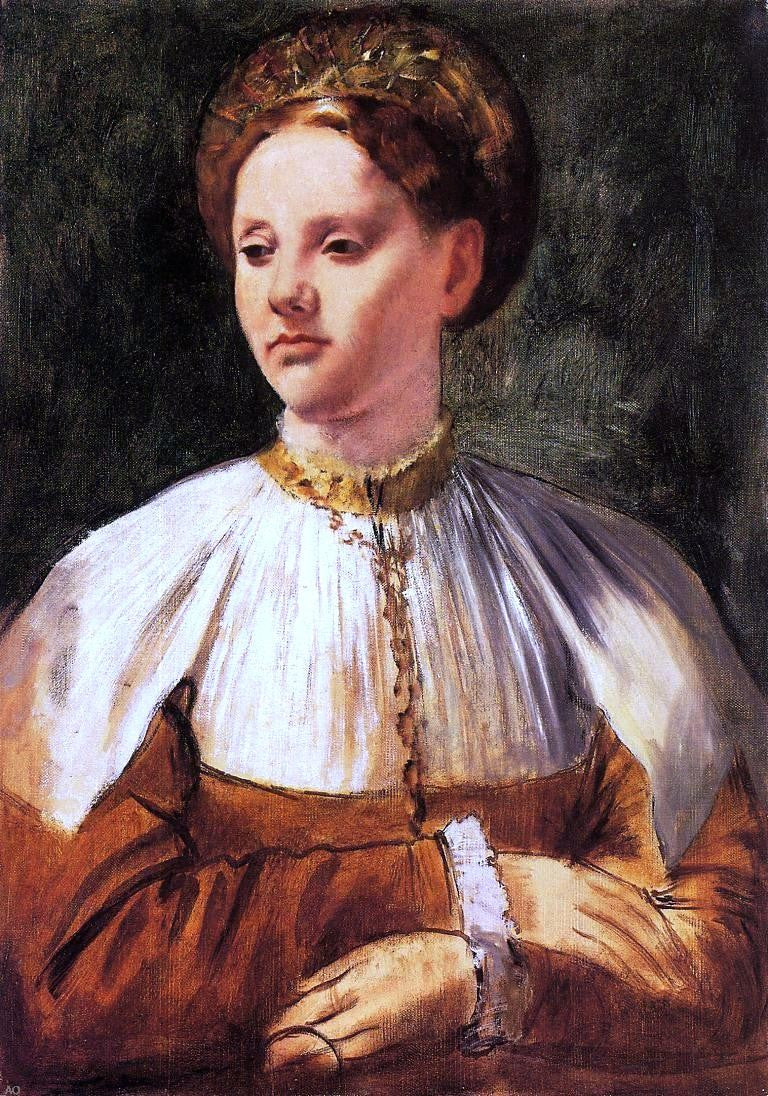Edgar Degas Portrait of a Young Woman (after Bacchiacca) - Hand Painted Oil Painting
