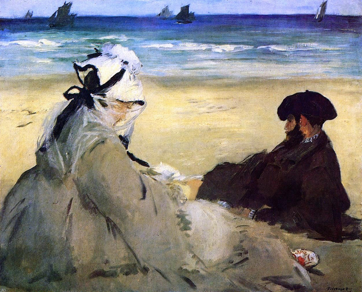 Edouard Manet On the Beach - Hand Painted Oil Painting