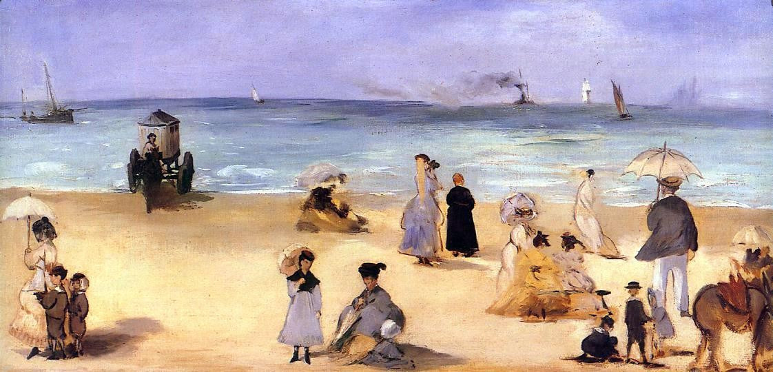Edouard Manet On the Beach at Boulogne - Hand Painted Oil Painting