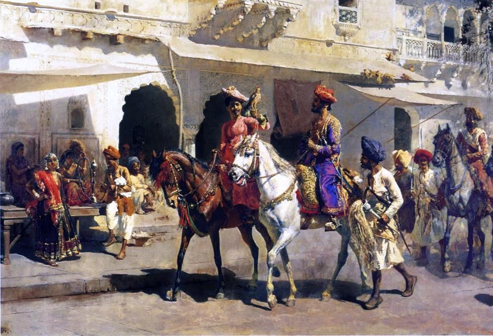 Edwin Lord Weeks Leaving for the Hunt at Gwalior - Hand Painted Oil Painting