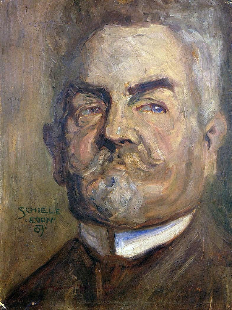 Egon Schiele Portrait of Leopold Czihaczek (also known as Head of a Bearded Man I) - Hand Painted Oil Painting