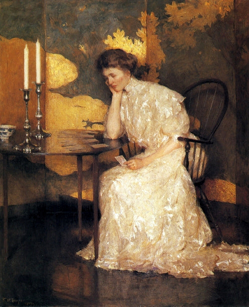 Frank Weston Benson Playing Solitaire - Hand Painted Oil Painting