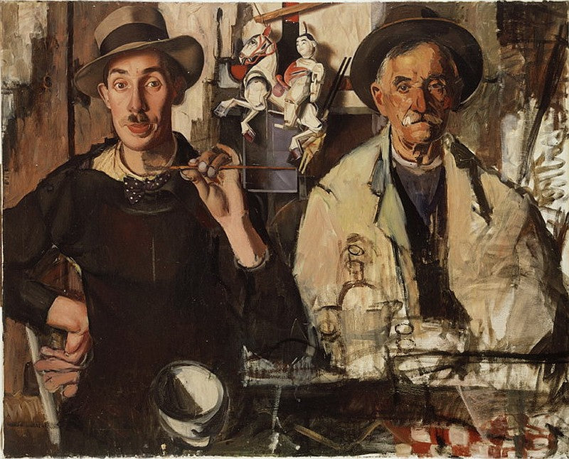 Dick Ket Double Portrait with Father - Hand Painted Oil Painting