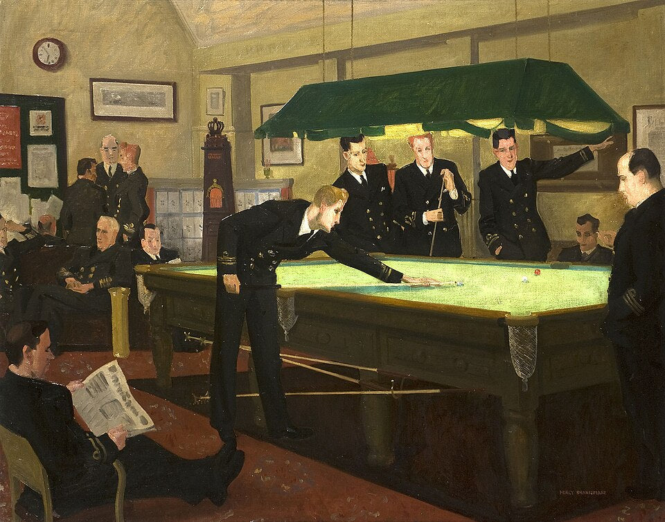 Percy Shakespeare The Ante-Room, HMS Vernon - Hand Painted Oil Painting