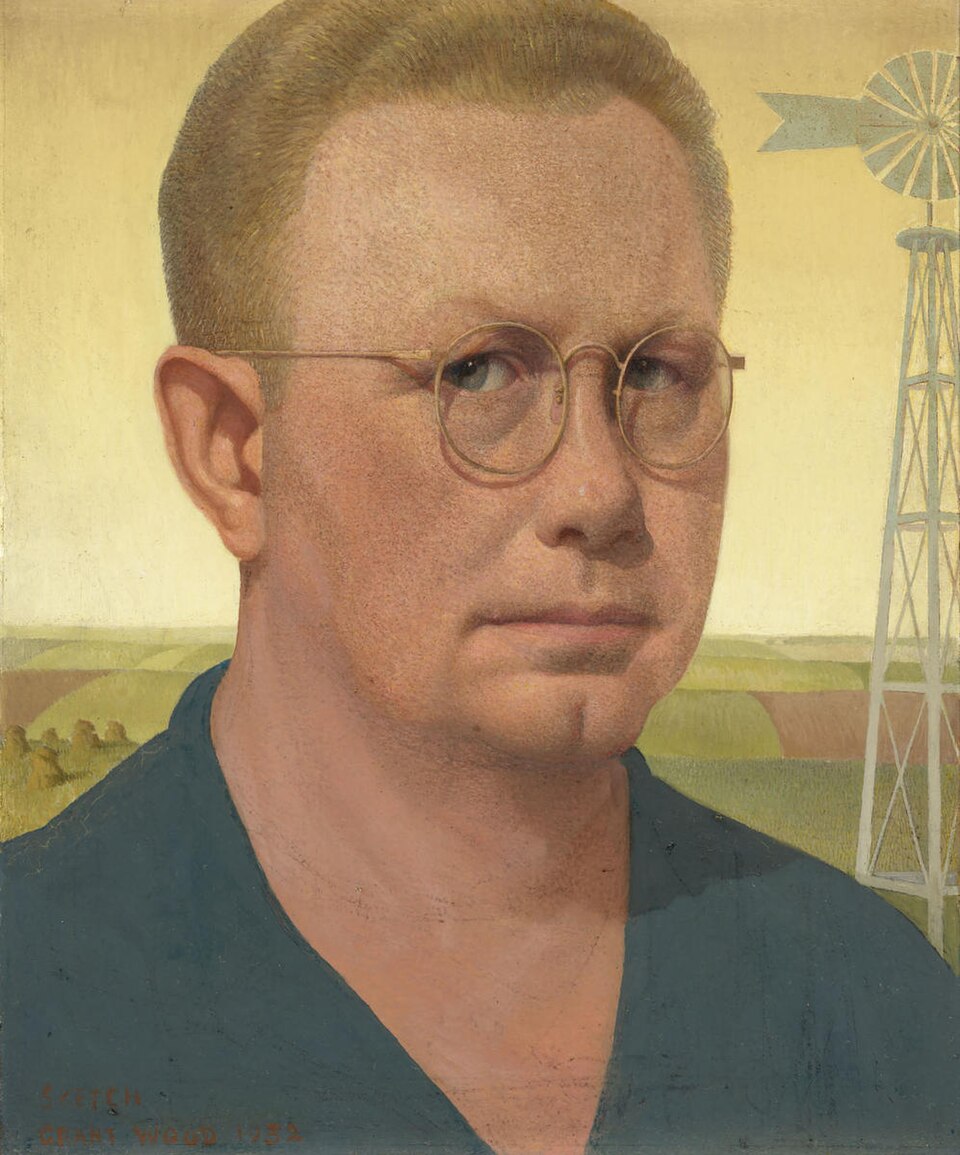 Grant Wood Self-Portrait - Hand Painted Oil Painting