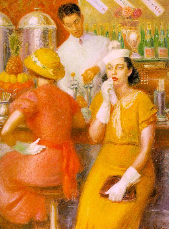 William James Glackens Soda Fountain - Hand Painted Oil Painting