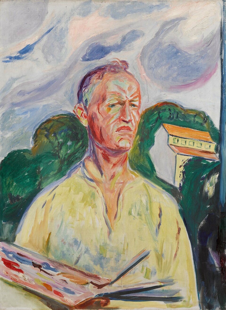 Edvard Munch Self-Portrait with Palette - Hand Painted Oil Painting