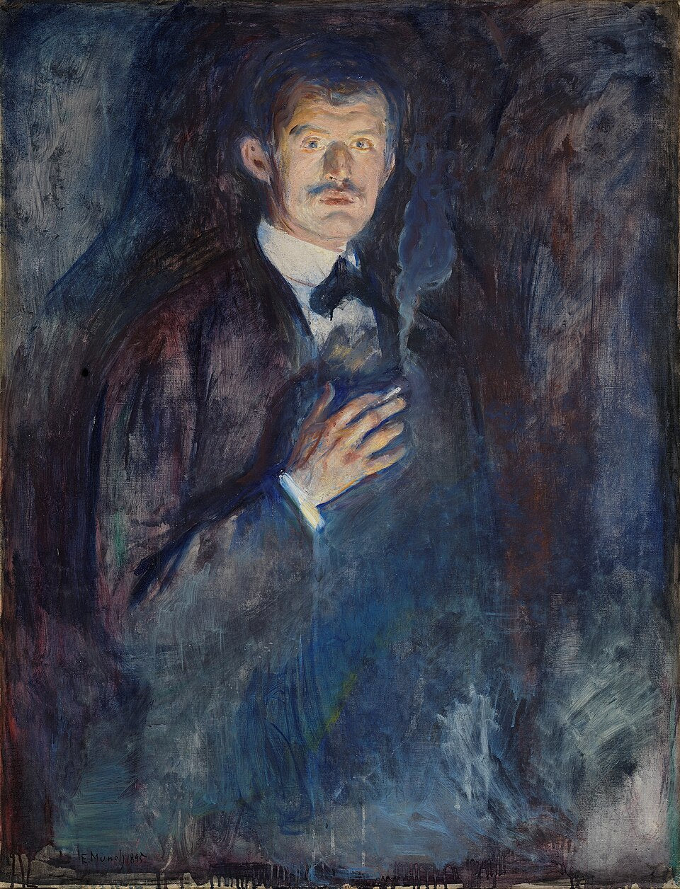 Edvard Munch Self-Portrait with Cigarette - Hand Painted Oil Painting