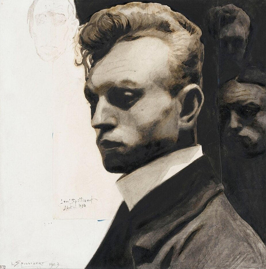 Leon Spilliaert Self-Portrait with Masks - Hand Painted Oil Painting