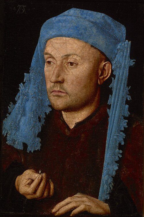 Jan van Eyck Portrait of a Man with a Blue Chaperon - Hand Painted Oil Painting