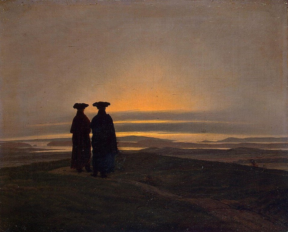 Caspar David Friedrich Evening Landscape with Two Men - Hand Painted Oil Painting