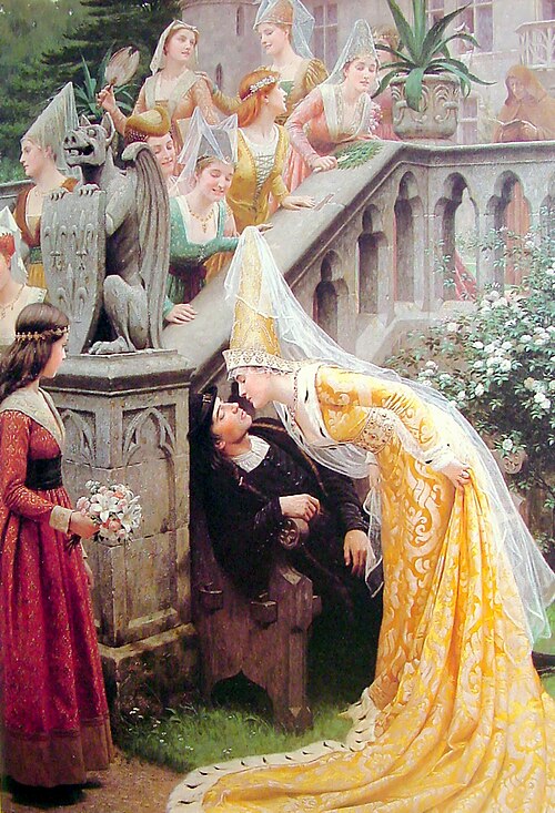 Edmund Blair Leighton The Queen Kisses the Sleeping Poet Alain Chartier - Hand Painted Oil Painting