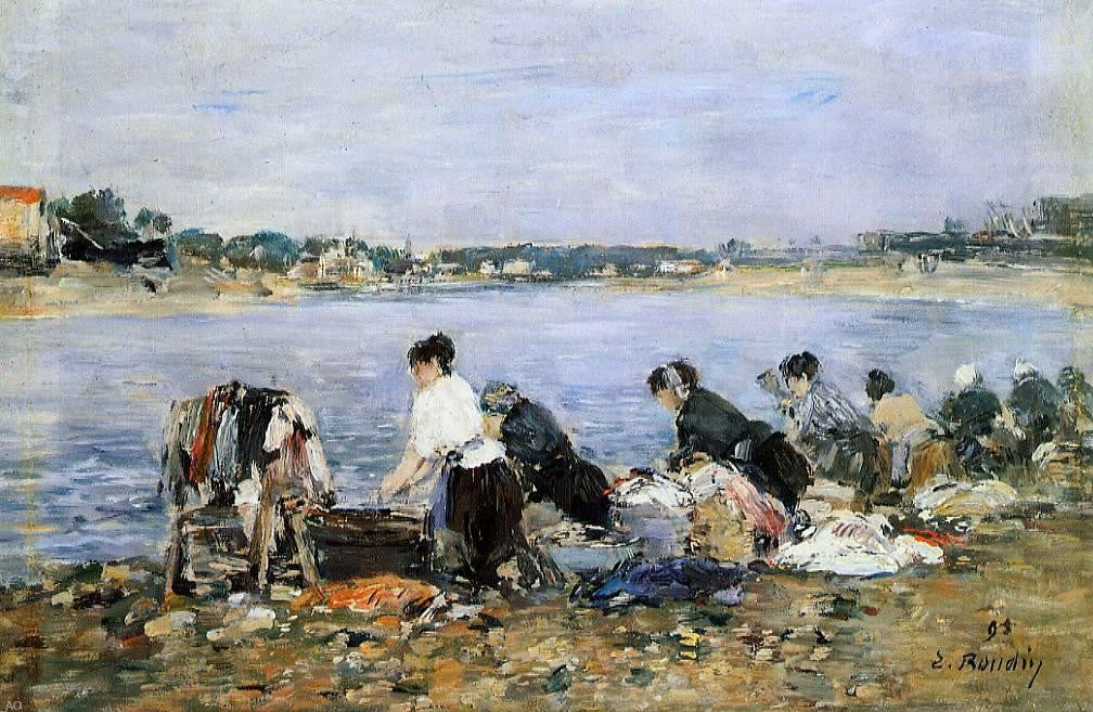 Eugene-Louis Boudin Laundresses - Hand Painted Oil Painting