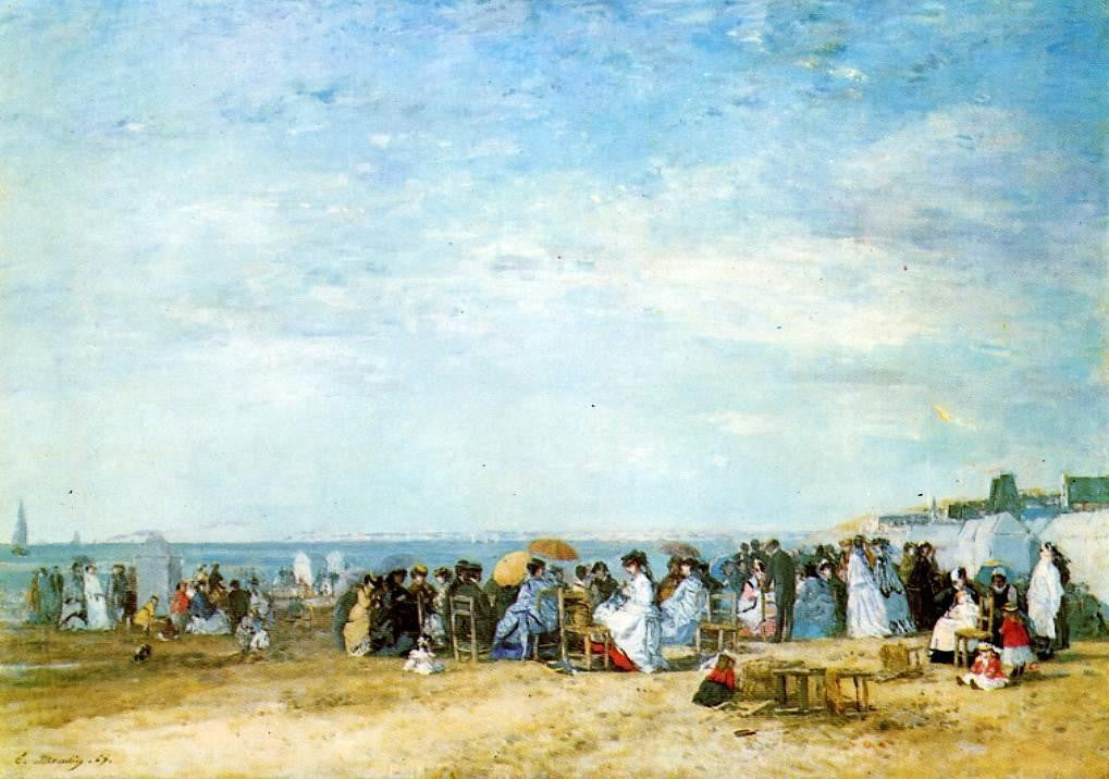 Eugene-Louis Boudin The Beach - Hand Painted Oil Painting