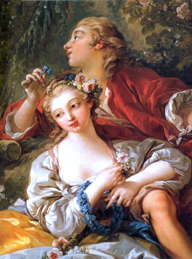  Francois Boucher Lovers in a Park (detail) - Hand Painted Oil Painting