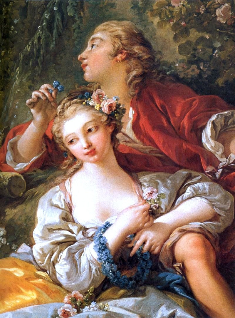 Francois Boucher Lovers in a Park (detail) - Hand Painted Oil Painting