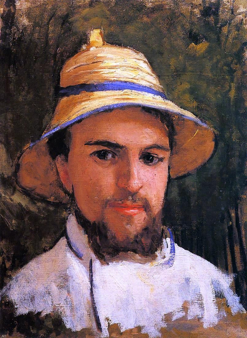 Gustave Caillebotte Self Portrait (fragment) (also known as Self Portrait Wearing a Summer Hat) - Hand Painted Oil Painting