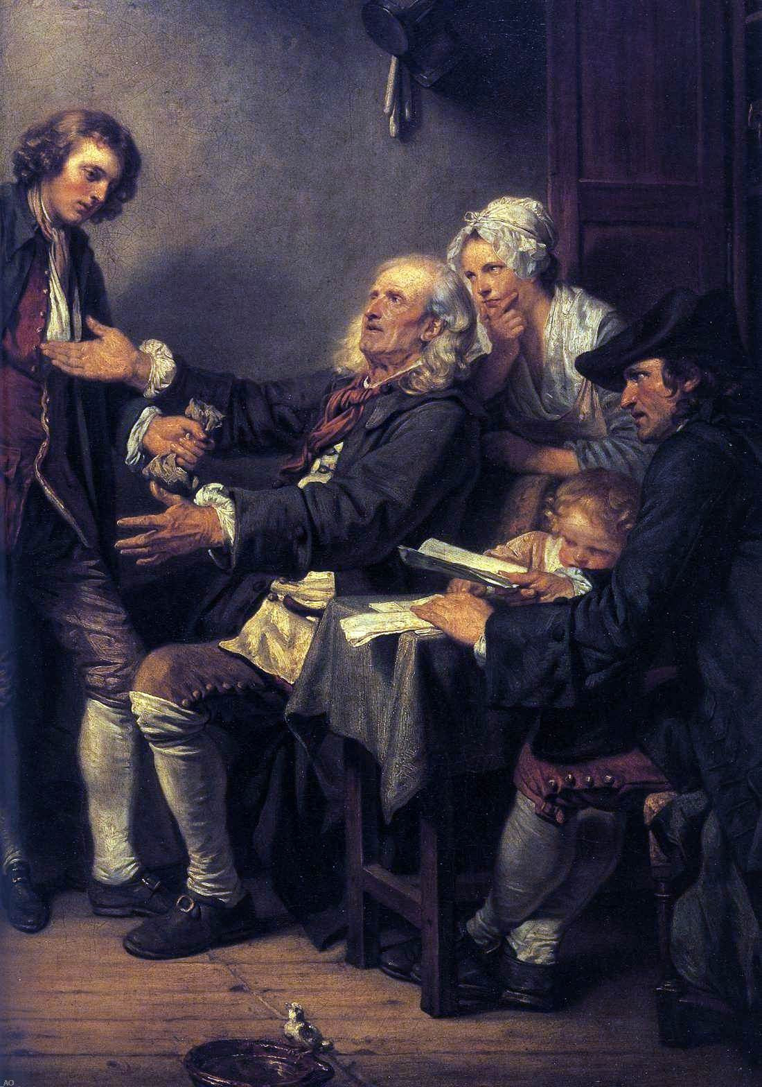 Jean Baptiste Greuze L'Accordee de Village (detail) - Hand Painted Oil Painting