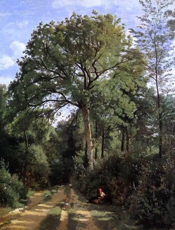 Jean-Baptiste-Camille Corot Ville d'Avray - Edge of the Woods with a Female Cowherd - Hand Painted Oil Painting