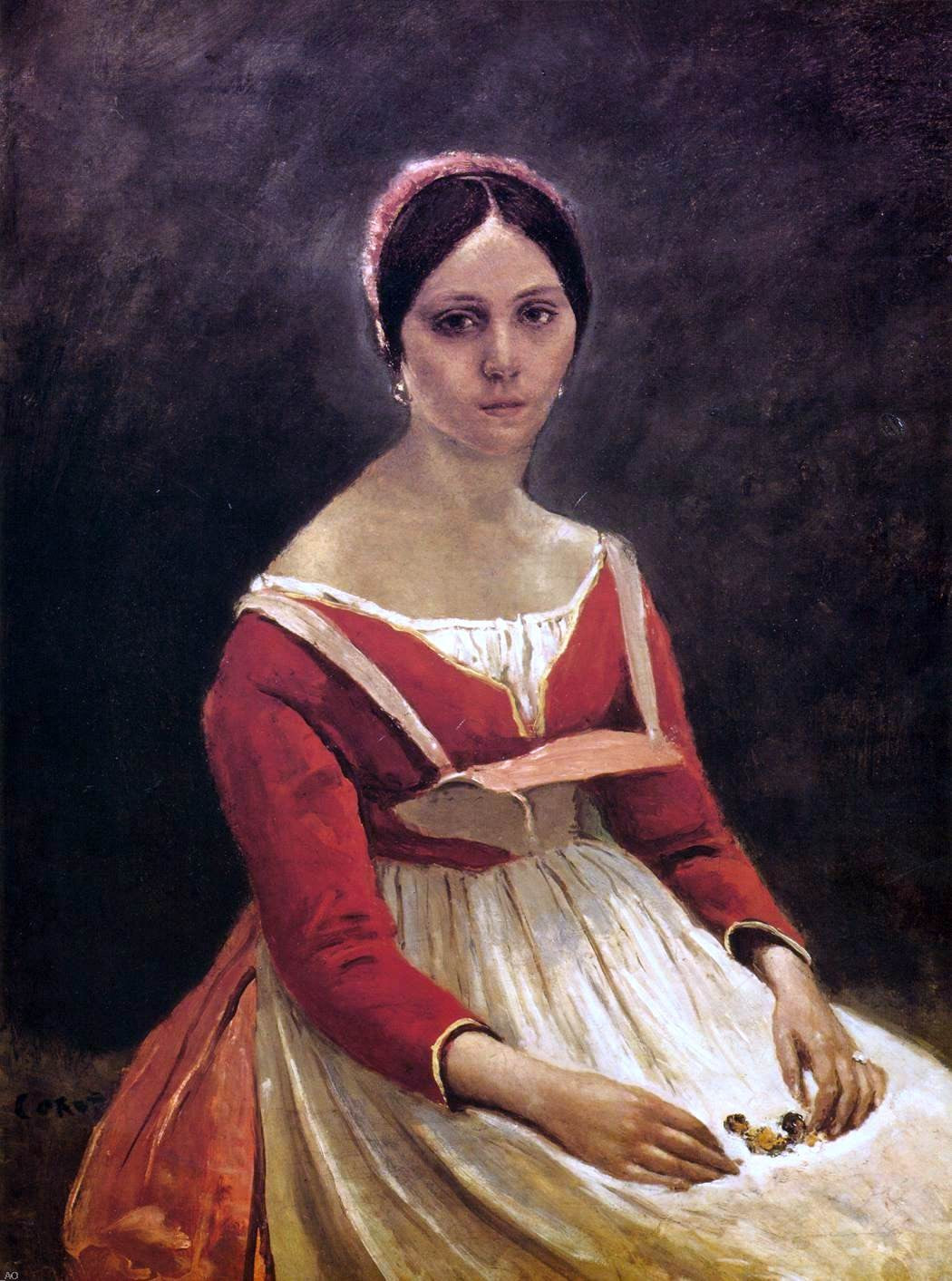 Jean-Baptiste-Camille Corot Young Woman (Madame Legois) - Hand Painted Oil Painting