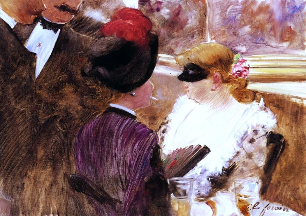 Jean-Louis Forain The Box (also known as At the Skating Cafe) - Hand Painted Oil Painting