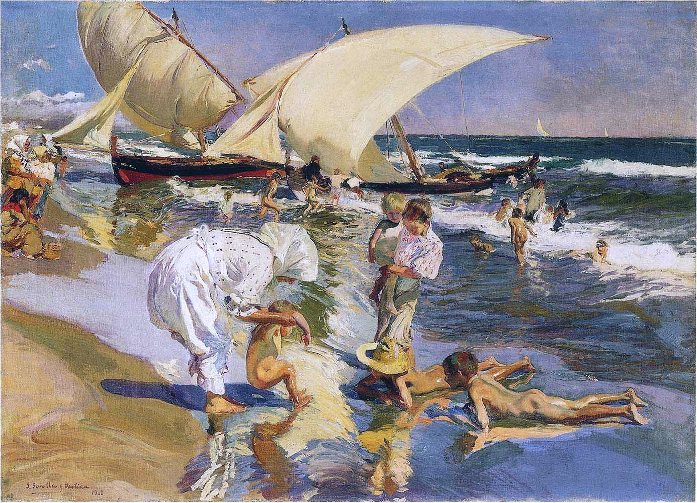 Joaquin Sorolla Y Bastida Valencia Beach in the Morning Light - Hand Painted Oil Painting
