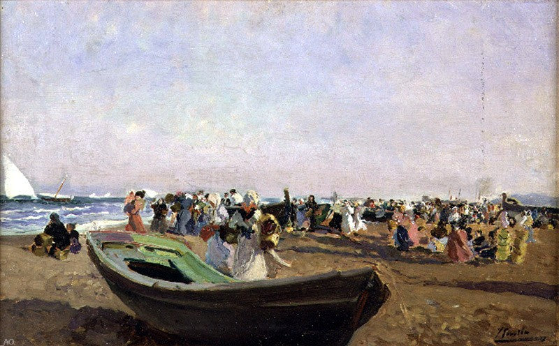 Joaquin Sorolla Y Bastida Valencia Beach, Fisherwomen - Hand Painted Oil Painting
