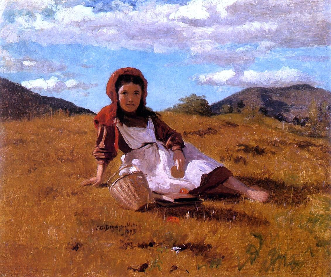John George Brown The Picnic Basket - Hand Painted Oil Painting