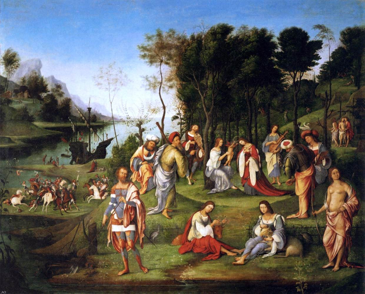 The Elder Lorenzo Costa Court of Isabella d'Este - Hand Painted Oil Painting