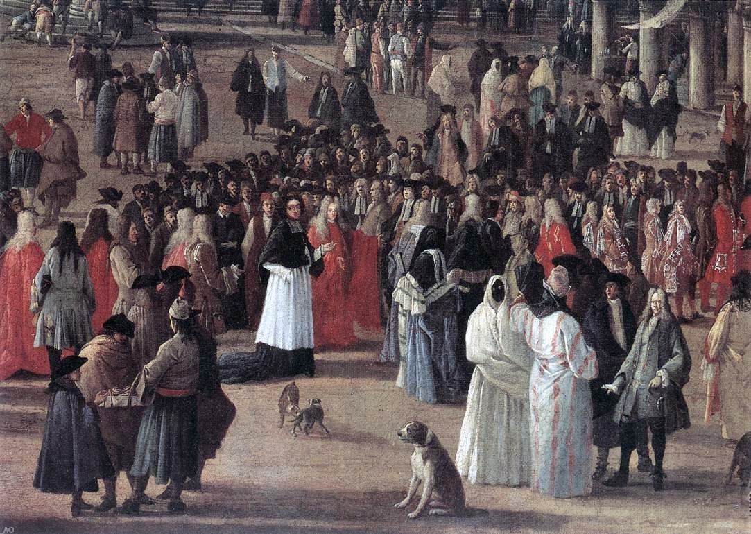 Luca Carlevaris The Reception of Cardinal Cesar d'Estrees (detail) - Hand Painted Oil Painting