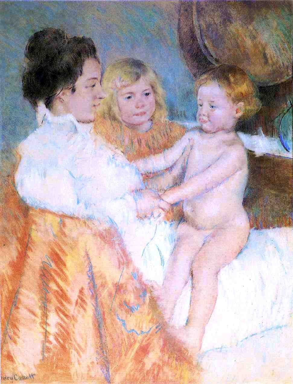 Mary Cassatt Mother, Sara and the Baby (counterproof) - Hand Painted Oil Painting