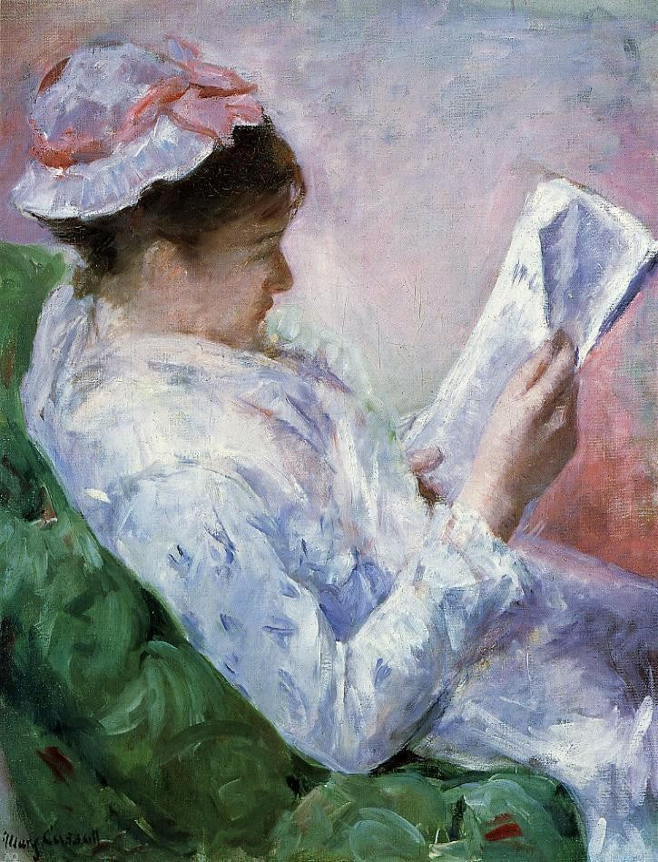 Mary Cassatt Woman Reading - Hand Painted Oil Painting