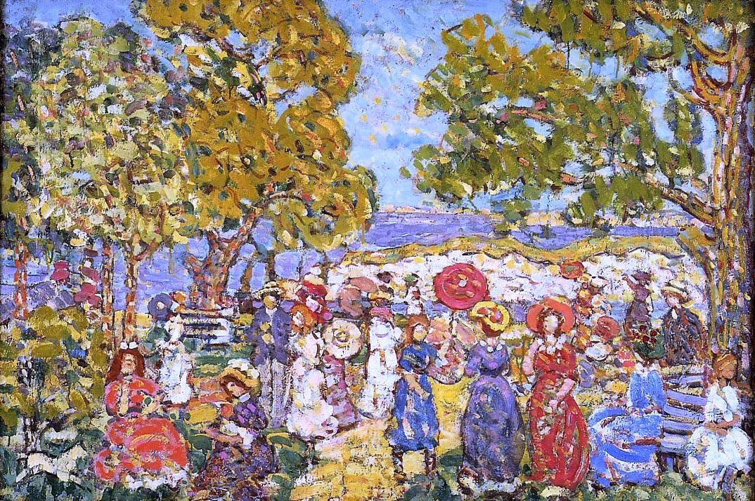 Maurice Prendergast Landscape with Figures - Hand Painted Oil Painting