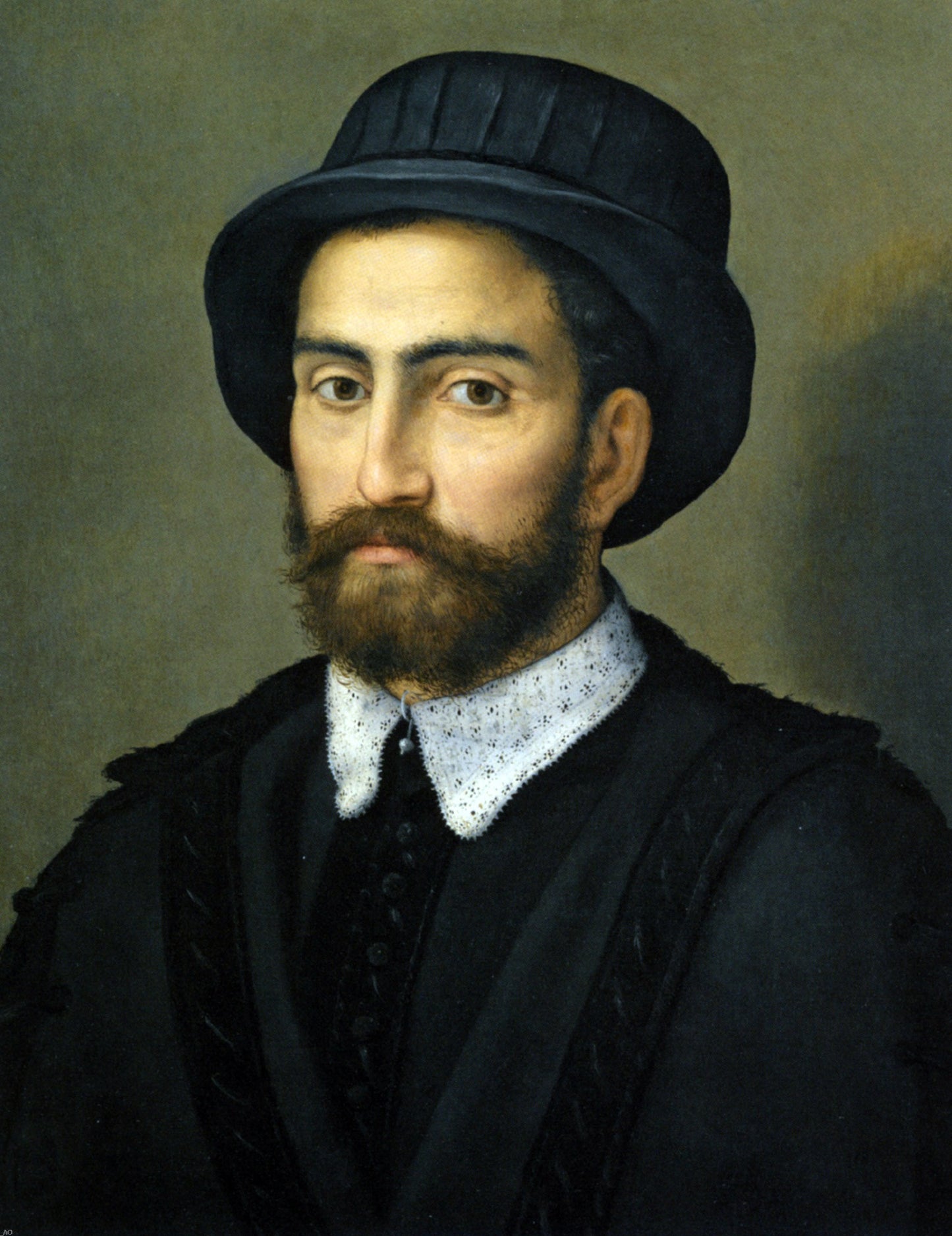 Pier Francesco Di Jacopo Foschi Portrait of a Man Bust Length Wearing a Black Coat and Hat - Hand Painted Oil Painting