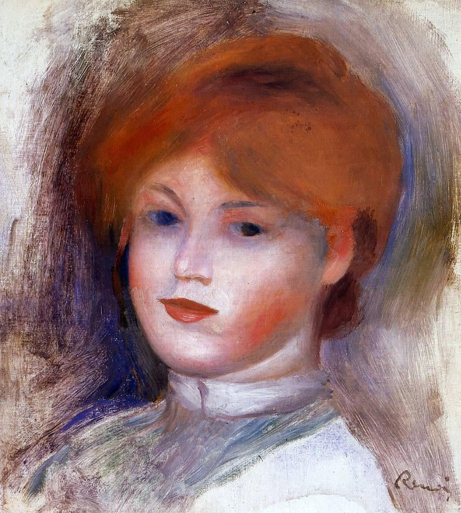 Pierre Auguste Renoir Head of a Young Woman - Hand Painted Oil Painting